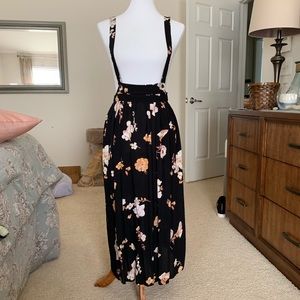 UO midi skirt with suspenders